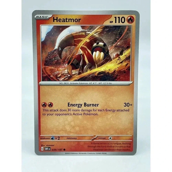 Heatmor 039/197 Common S&V: Obsidian Flames Non-Holo Pokemon TCG‎ Mint Unplayed - Picture 1 of 6